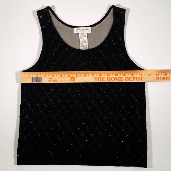 Jones New York Black Sparkles Petite Top Size P/S - Picture 7 of 8